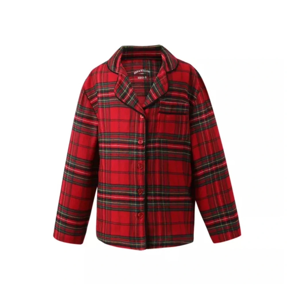 Christmas Kids Pajamas Red Tartan Plaid 2 Piece Set Classic S 6 7 Bee & Willow